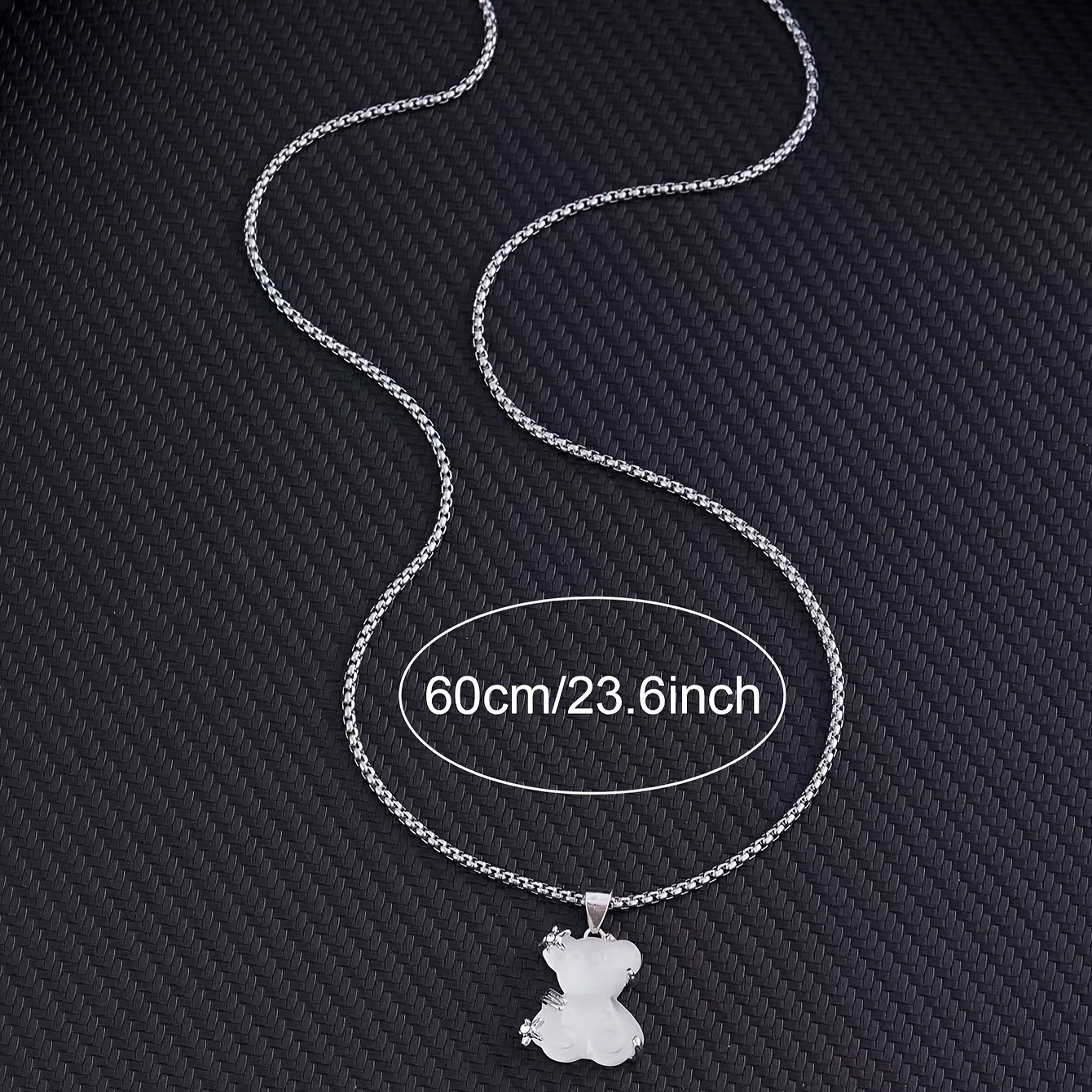 Japanese Transparent Bear Pendant Titanium Steel Necklace Unisex